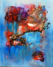 44.4  ERUPTION EN MER. 2009  HUILE SUR TOILE 120 x 150